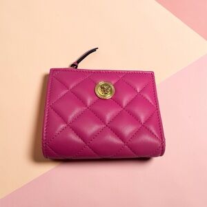 NWOT- Versace Fuchsia Quilted Wallet with Gold Medusa